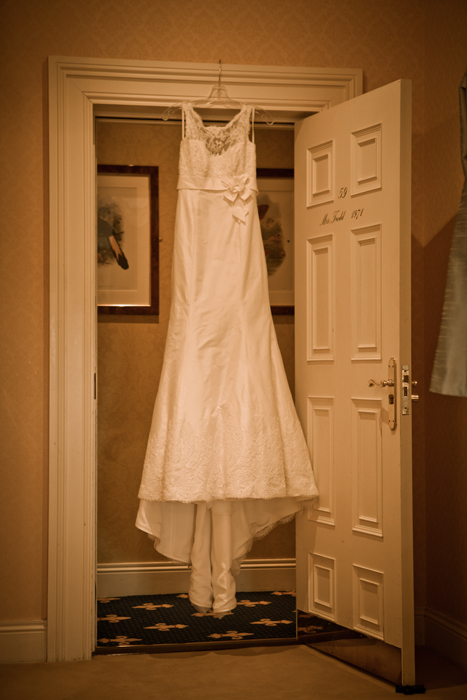 hanging wedding dress
